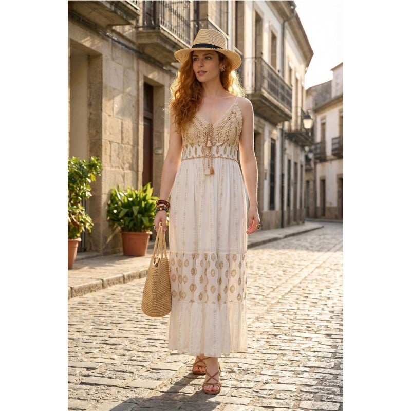 Μακρύ Φόρεμα Boho από 100% βισκόζη Μακρύ Φόρεμα Boho από 100% βισκόζη