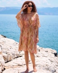 Κοντό καφτάνι Antiparos με δέσιμο KOKKOSAMMOU από 100% βισκόζη