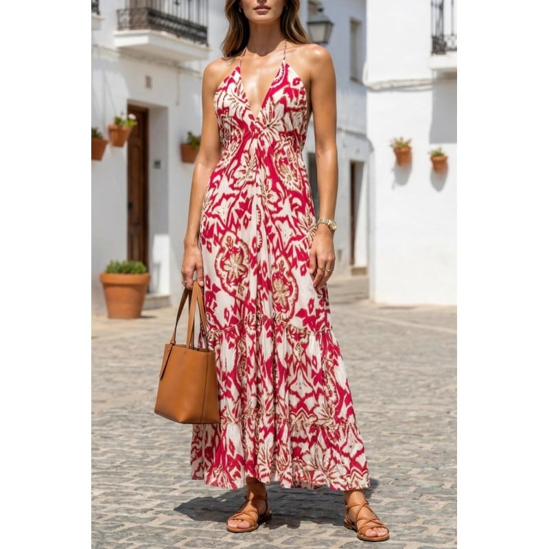 Μακρύ Φόρεμα Boho από 100% βισκόζη Μακρύ Φόρεμα Boho από 100% βισκόζη