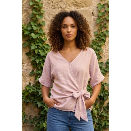 Μπλούζα με Δέσιμο | Linen Collection - Dusty Pink