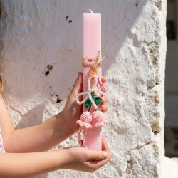 Χειροποίητη κομψή αρωματική λαμπάδα με χειροποίητο μπρελόκ τσάντας