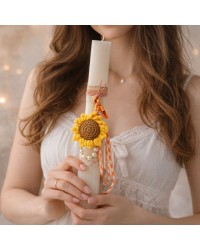 Handmade Easter Candle for Women with Bag Charm Handmade Easter Candle for Women with crocheted flower Bag Charm