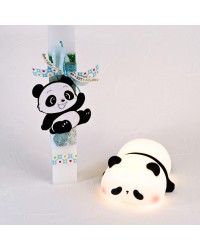 Λαμπάδα για Μωρά με Ξύλινο Αρκουδάκι Panda & Φωτιστικό Νυκτός Χειροποίητη Λαμπάδα για Μωρά με Αρκουδάκι Panda και Φωτιστικό Νυκτός