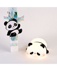 Λαμπάδα για Μωρά με Ξύλινο Αρκουδάκι Panda & Φωτιστικό Νυκτός Χειροποίητη Λαμπάδα για Μωρά με Αρκουδάκι Panda και Φωτιστικό Νυκτός