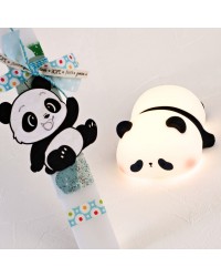 Λαμπάδα για Μωρά με Ξύλινο Αρκουδάκι Panda & Φωτιστικό Νυκτός Χειροποίητη Λαμπάδα για Μωρά με Αρκουδάκι Panda και Φωτιστικό Νυκτός