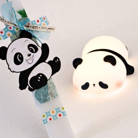 Σετ Λαμπάδα με Φωτιστικό Νυκτός | Αρκουδάκι Panda
