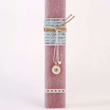 Women’s Easter Candle with Evil Eye & Pearl Necklace