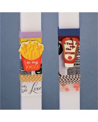 Πασχαλινές Λαμπάδες για Ζευγάρι με Μήνυμα Fries & Ketchup Χειροποίητες λαμπάδες ανδρική και γυναικεία για ζευγάρι