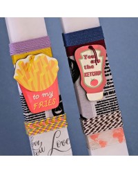 Πασχαλινές Λαμπάδες για Ζευγάρι με Μήνυμα Fries & Ketchup Χειροποίητες λαμπάδες ανδρική και γυναικεία για ζευγάρι
