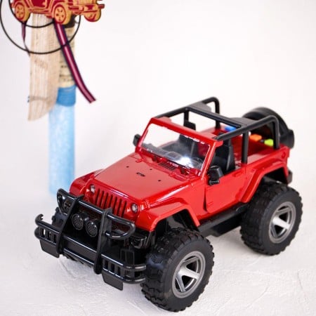 Easter candle for Boys with Red Jeep - Sound & Light