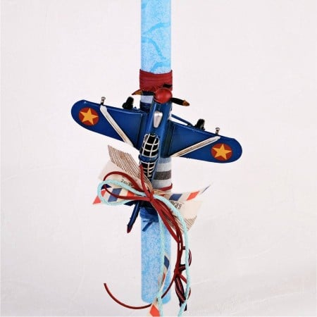 Easter Candle for Boys with Vintage Metallic Aircraft