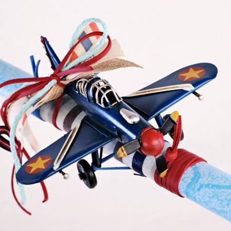 Easter Candle for Boys with Vintage Metallic Aircraft