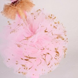 Ρομαντική λαμπάδα με μπορντό κεραμική μπαλαρίνα, τούλι και κορδέλες