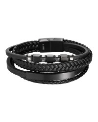 Ανδρικό Βραχιόλι | Stainless Steel & Hematite Ανδρικό δερμάτινο βραχιόλι από ανοξείδωτο ατσάλι και ημιπολύτιμες πέτρες