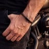Ανδρικό δερμάτινο βραχιόλι με μαγνητικό κούμπωμα από ανοξείδωτο ατσάλι