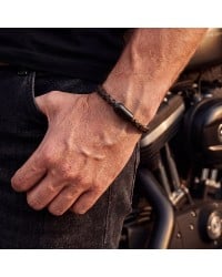 Ανδρικό Βραχιόλι | Stainless Steel & Braided Leather Ανδρικό δερμάτινο βραχιόλι με μαγνητικό κούμπωμα από ανοξείδωτο ατσάλι