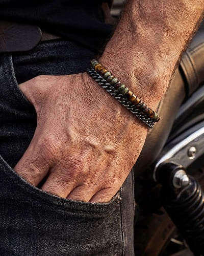 Ανδρικό Βραχιόλι | Chunky Chain & Semiprecious Stones