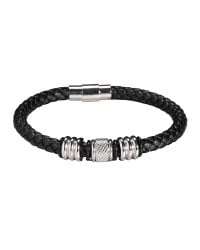 Ανδρικό Βραχιόλι | Stainless Steel & Braided Leather Ανδρικό δερμάτινο βραχιόλι με μαγνητικό κούμπωμα από ανοξείδωτο ατσάλι
