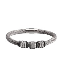 Ανδρικό Βραχιόλι | Stainless Steel & Braided Leather Ανδρικό δερμάτινο βραχιόλι με μαγνητικό κούμπωμα από ανοξείδωτο ατσάλι