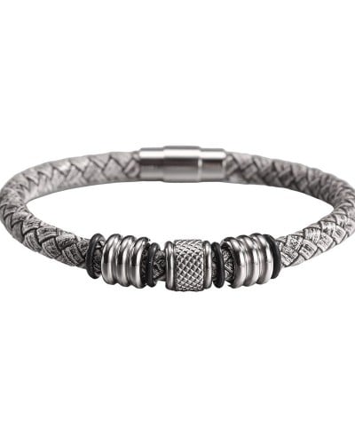 Ανδρικό Βραχιόλι | Braided Leather - Grey