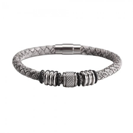 Ανδρικό Βραχιόλι | Braided Leather - Grey