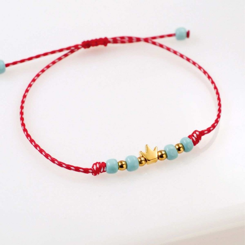 Martaki Bracelet for Girls with 24K Crown | Handmade Martaki Bracelet for Girls with 24K Gold-plated Crown and Beads