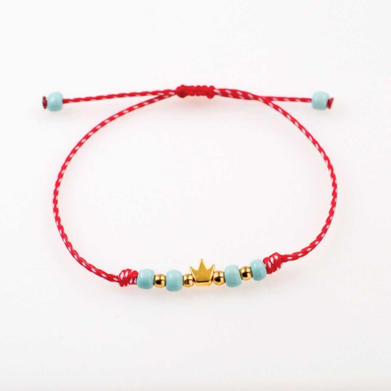 Martaki Bracelet for Girls with 24K Crown | Handmade Martaki Bracelet for Girls with 24K Gold-plated Crown and Beads