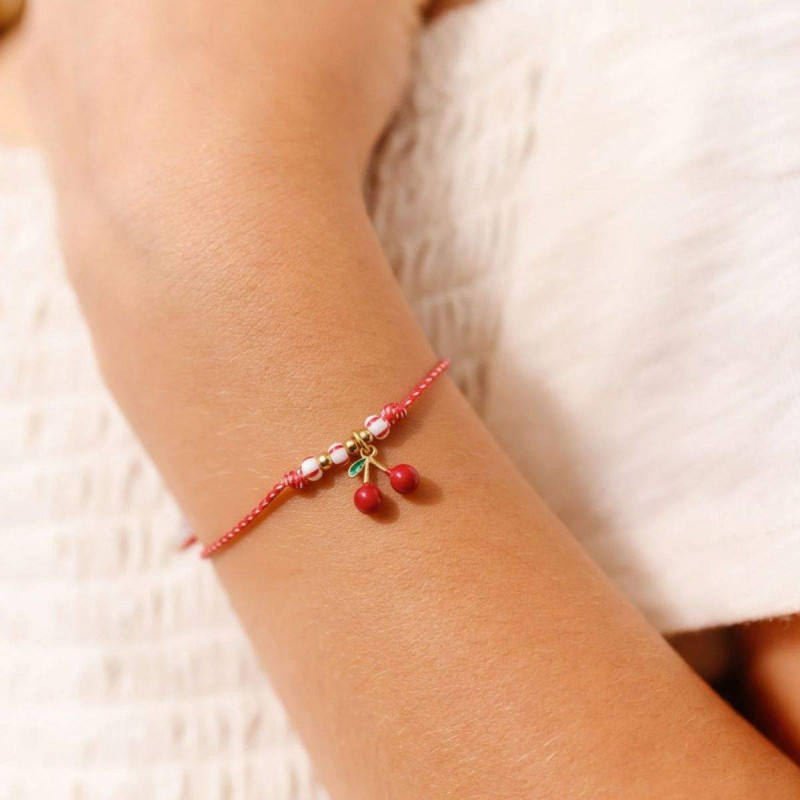 Χειροποίητο Βραχιόλι Μαρτάκι με Κερασάκια από Σμάλτο Χειροποίητο Βραχιόλι Μαρτάκι με Επίχρυσα Κερασάκια από Σμάλτο