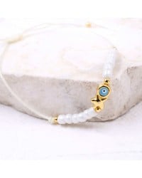 Μακραμέ Βραχιόλι με Επίχρυσο Μάτι 24Κ & Αστερία | Χειροποίητο Μακραμέ Βραχιόλι με Επίχρυσο Μάτι 24Κ και Αστερία | Χειροποίητο
