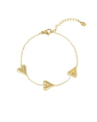 Stainless Steel Jewelry: Επίχρυσο Βραχιόλι με Καρδιές Επίχρυσο βραχιόλι αλυσίδα από ανοξείδωτο ατσάλι με καρδιές