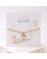 Stainless Steel Jewelry: Επίχρυσο Βραχιόλι - Μάτι από Σμάλτο Επίχρυσο βραχιόλι αλυσίδα από ανοξείδωτο ατσάλι με μεταλλικό μάτι από σμάλτο