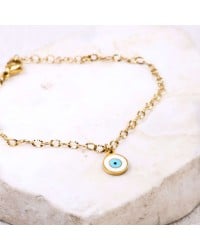 Stainless Steel Jewelry: Επίχρυσο Βραχιόλι - Μάτι από Σμάλτο Επίχρυσο βραχιόλι αλυσίδα από ανοξείδωτο ατσάλι με μεταλλικό μάτι από σμάλτο