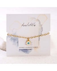 Stainless Steel Jewelry: Επίχρυσο Βραχιόλι - Μάτι από Σμάλτο Επίχρυσο βραχιόλι αλυσίδα από ανοξείδωτο ατσάλι με μεταλλικό μάτι από σμάλτο