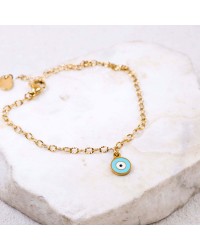 Stainless Steel Jewelry: Επίχρυσο Βραχιόλι - Μάτι από Σμάλτο Επίχρυσο βραχιόλι αλυσίδα από ανοξείδωτο ατσάλι με μεταλλικό μάτι από σμάλτο