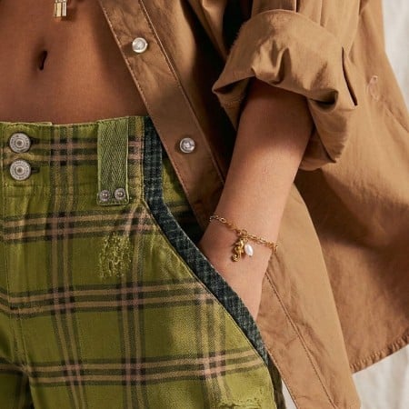 Stainless Steel Jewelry: Επίχρυσο Βραχιόλι - Ιππόκαμπος & Μαργαριτάρι