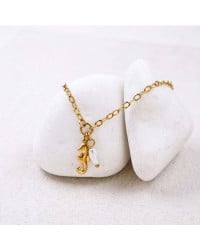 Stainless Steel Jewelry: Επίχρυσο Βραχιόλι - Μεταλλικός Ιππόκαμπος Επίχρυσο βραχιόλι αλυσίδα από ανοξείδωτο ατσάλι με ιππόκαμπο και καλλιεργημένο μαργαριτάρι
