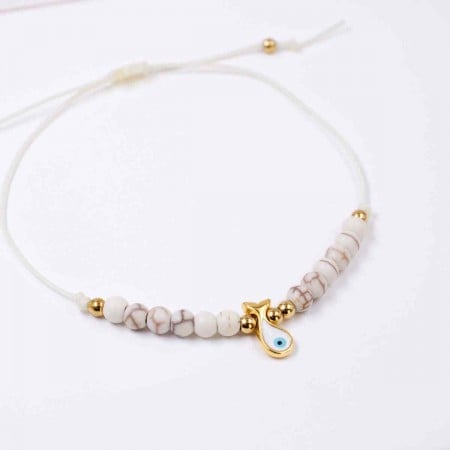 Βραχιόλι με Μεταλλικό Ψάρι & Μάτι από Σμάλτο| Επιλογή Χρώματος