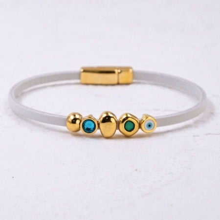 Δερμάτινο Βραχιόλι Μάτι & Κρύσταλλα | Χειροποίητο