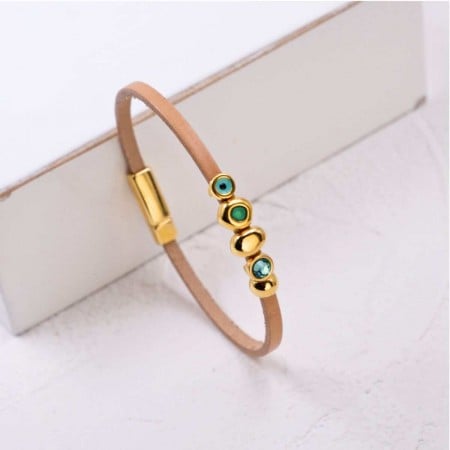 Δερμάτινο Βραχιόλι Μάτι & Κρύσταλλα | Χειροποίητο