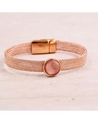Βραχιόλι Wire Mesh | Ακρυλική Πέτρα - Σομόν με Γκλίτερ Βραχιόλι από μεταλλικό πλέγμα με ακρυλική πέτρα και μαγνητικό κούμπωμα