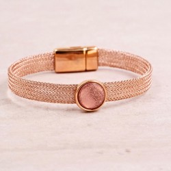 Βραχιόλι Wire Mesh | Ακρυλική Πέτρα - Σομόν με Γκλίτερ Βραχιόλι από μεταλλικό πλέγμα με ακρυλική πέτρα και μαγνητικό κούμπωμα