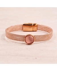 Βραχιόλι Wire Mesh | Ακρυλική Πέτρα - Σομόν με Γκλίτερ Βραχιόλι από μεταλλικό πλέγμα με ακρυλική πέτρα και μαγνητικό κούμπωμα
