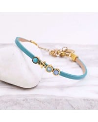 Handcrafted Bracelet | Evil Eye, Starfish & Crystals Handcrafted Leather Bracelet with Gold-Plated Enamel Evil Eye, Starfish & Crystals