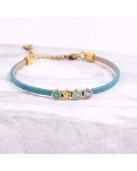 Handcrafted Bracelet | Evil Eye, Starfish & Crystals Handcrafted Leather Bracelet with Gold-Plated Enamel Evil Eye, Starfish & Crystals