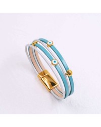 Handmade Leather Bracelet with Sea Elements & Evil Eye Charms Handmade Leather Bracelet with Sea Elements & Evil Eye Charms