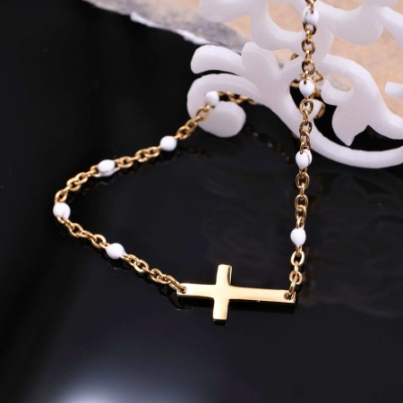Stainless Steel Jewelry: Βραχιόλι Αλύσιδα με Σταυρό