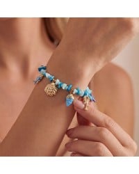 Stainless Steel Jewelry: Καλοκαιρινό Βραχιόλι με Κοχύλια & Κοράλλια Επίχρυσο βραχιόλι από ανοξείδωτο ατσάλι με θαλασσινά στοιχεία