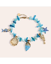 Stainless Steel Jewelry: Καλοκαιρινό Βραχιόλι με Κοχύλια & Κοράλλια Επίχρυσο βραχιόλι από ανοξείδωτο ατσάλι με θαλασσινά στοιχεία