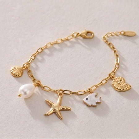 Ανοξείδωτο Ατσάλι: Βραχιόλι Starfih & Fresh Water Pearl