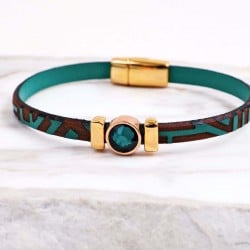 Δερμάτινο Βραχιόλι με Χάραξη και Κρύσταλλο Swarovski | Χειροποίητο Χειροποίητο δερμάτινο βραχιόλι με κρύσταλλο Swarovski